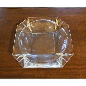 Vintage Clear Glass Ash Tray Square Large Cigarette Cigar Mid Century Modern
